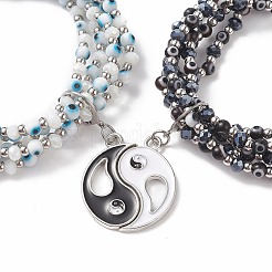 2шт 2-х цветные браслеты лэмпворк сглаз и стекло стрейч многорядные браслеты набор BJEW-JB08785