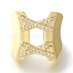 Покрытие стойки буква x латунные прозрачные кольца с цирконием открытые манжеты RJEW-S411-25G