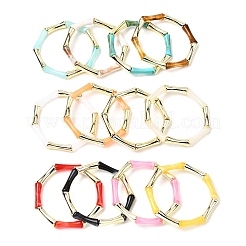 Эластичные браслеты из бусин из смолы с покрытием для женщин&nbsp;BJEW-P374-02G