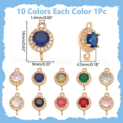 10 шт. 10-х цветные латунные подвески-соединители с микропаве из кубического циркония&nbsp;KK-WR0001-67