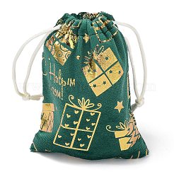 Bolsas de almacenamiento de terciopelo navideño con estampado dorado&nbsp;ABAG-Q053-01B-01E