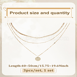 3шт латунный кулон в виде диска 3 слоя ожерелья для женщин&nbsp;NJEW-LP0009-31