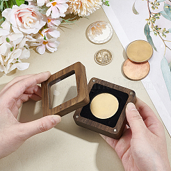 Квадратные деревянные магнитные коробки для памятных монет&nbsp;CON-WH0095-135