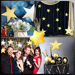 48 шт. 2-х цветная бумажные блестящие звезды для украшения стены&nbsp;AJEW-SP0001-16B