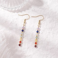 Круглые серьги-подвески из натуральных смешанных камней EJEW-JE06667-01