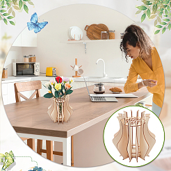 Деревянная головоломка ваза для цветов фигурки DIY-WH0308-567