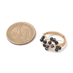 Перстни из натурального черного турмалина&nbsp;RJEW-TA00221-04