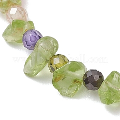 Браслеты-слайдеры для женщин с натуральным перидотом и бусинами из кубического циркония.&nbsp;BJEW-JB13284