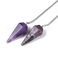 Natürliche Amethyst Pendel Anhänger&nbsp;AJEW-N005-01A