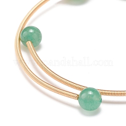 Bracelet manchette en aventurine verte naturelle et perles rondes en résine&nbsp;BJEW-JB08662