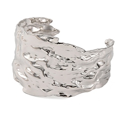 Модные текстурные браслеты-манжеты из нержавеющей стали 304 для женщин&nbsp;BJEW-D048-05P