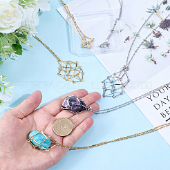 2 комплект 2 цветов 304 нержавеющая сталь кубовидная цепочка макраме мешочек пустой держатель для камня изготовление ожерелья NJEW-BBC0001-40