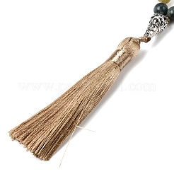 Collana di perline rotonde con preghiera mala in agata indiana naturale con nappa lunga e albero della vita in metallo&nbsp;FS-WG93CBE-01