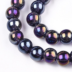 Chapelets de perles en verre transparent électrolytique&nbsp;GLAA-T032-T6mm-AB03