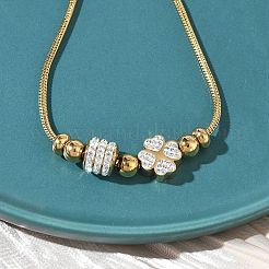 Стразы из полимерной глины в европейском стиле и браслеты из 201 бусины из нержавеющей стали&nbsp;BJEW-G765-01G-02