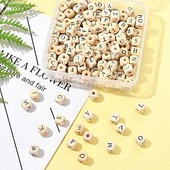 208 шт. 26 вида бусин из натурального дерева с принтом WOOD-FS0001-51