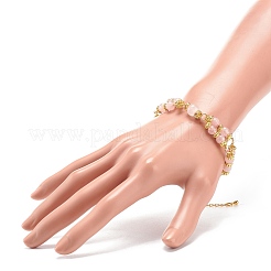 Bracciale multifilo a doppia linea con perline di quarzo rosa naturale&nbsp;BJEW-JB08667