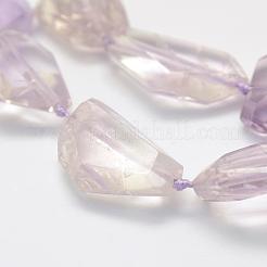 天然石アメジストビーズ連売り  多面カット  ナゲット  16~29x10~15x6~13mm  穴：1mm  約15~17個/連  16.5インチ&nbsp;G-L464-10