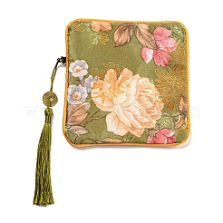 Aufbewahrungsbeutel für Schmuck aus Stoff im chinesischen Stil mit Blumenmuster und Reißverschluss&nbsp;AJEW-D063-01C
