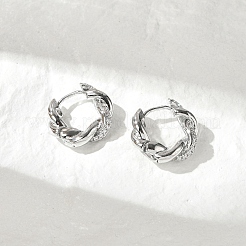 Серьги-кольца из латуни с прозрачным фианитом&nbsp;EJEW-Q014-29P