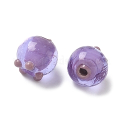 手作りのランプワークの凹凸のあるビーズ  ブルーベリー  紫色のメディア  12x12mm  穴：3mm&nbsp;X-LAMP-P077-01