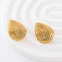 3 пара текстурированных серег-гвоздиков из нержавеющей стали в форме капли GW2125