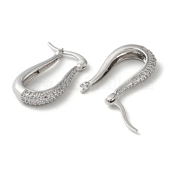 Серьги-кольца из латуни с кубическим цирконием в форме слезы EJEW-K247-14P