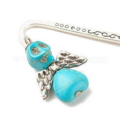 Marcapáginas turquesa sintético teñido calavera con alas&nbsp;AJEW-JK00180-04