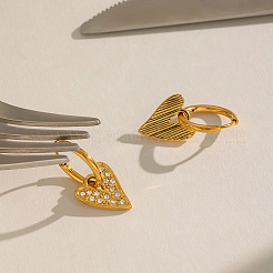 Pendientes colgantes de aro con rhinestone de acero inoxidable 304 para mujer&nbsp;BD6871
