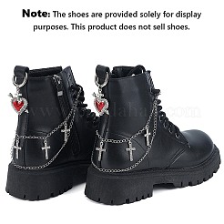 4 stücke 2 arten messing gedrehten ketten boot strap ketten & herz legierung emaille schuhe charms sets&nbsp;HJEW-BM0001-07