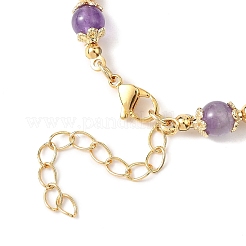 Браслеты из круглых бусин из натурального аметиста для женщин&nbsp;BJEW-JB12875-02