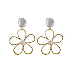 Серьги-гвоздики из искусственного жемчуга с цветочным сплавом&nbsp;FS-WG6080C-01