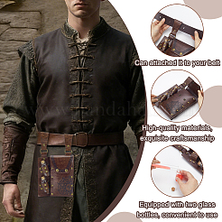 Sac ceinture médiéval rectangulaire en cuir PU avec 2 bouteille de potion en verre&nbsp;AJEW-WH0696-581A