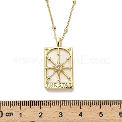 Латунные кубического циркония кулон ожерелья&nbsp;LS-NJEW-H051-01G-02