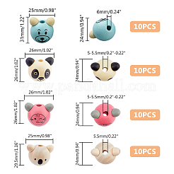 Деревянные европейские бусины на тему животных&nbsp;WOOD-DC0001-22