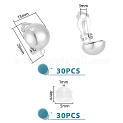 30 шт. полукруглая латунная фурнитура для сережек-клипс KK-UN0001-91P