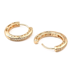 Créoles en laiton avec zircone cubique de micro pave&nbsp;EJEW-D078-12KCG