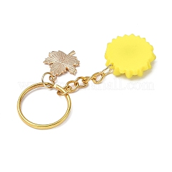 Брелки с подвеской в виде листа из эмали с цветком KEYC-JKC01432