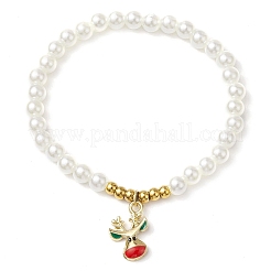 Bracelets extensibles en perles d'imitation en plastique ABS&nbsp;BJEW-JB11112