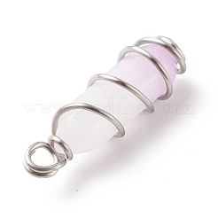 Pendentifs pointus à double borne en jade blanc violet naturel&nbsp;PALLOY-JF01686-06