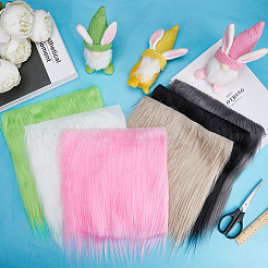 6 шт. 6-х цветная ткань из искусственного меха в квадратиках DIY-GF0009-27