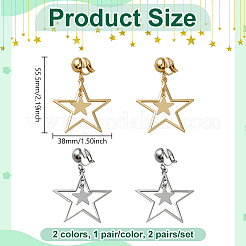 2 пара двухцветных латунных серег-клипс&nbsp;EJEW-HY0001-10B