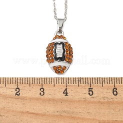 Ожерелья из спортивного мяча с подвеской из топазового сплава и стразами из цинкового сплава&nbsp;LS-NJEW-U024-01P-06