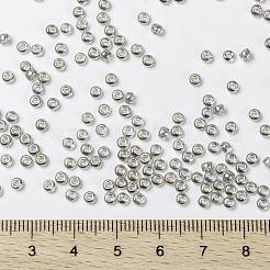 MIYUKIラウンドロカイユビーズ  日本製シードビーズ  8/0  （rr1881)透明シルバーグレーゴールド光沢  3mm  穴：1mm  約2111~2277個/50g&nbsp;SEED-X0055-RR1881