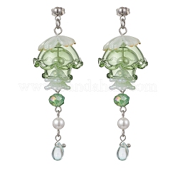 Серьги-гвоздики с подвесками из ракушки-медузы из нержавеющей стали 304 с жемчугом EJEW-TA00773-01