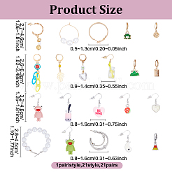 4 комплект серег-колец из сплава и смолы для женщин EJEW-UN0002-79