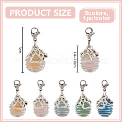 5 pz 5 colori misti pietra rotonda perlina ciondolo decorazione collare per animali domestici&nbsp;HJEW-DR00162