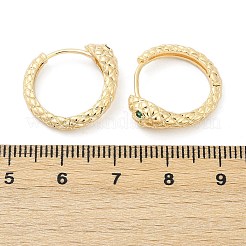 Серьги-кольца из латуни с зеленым кубическим цирконием EJEW-Q016-12G