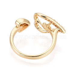 Кольцо-манжета из латуни с микропаве из прозрачного кубического циркония в форме сердца KK-T079-53G