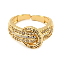 Открытая манжета из латуни микро паве с кубическим цирконием в форме пончика RJEW-Q782-08G